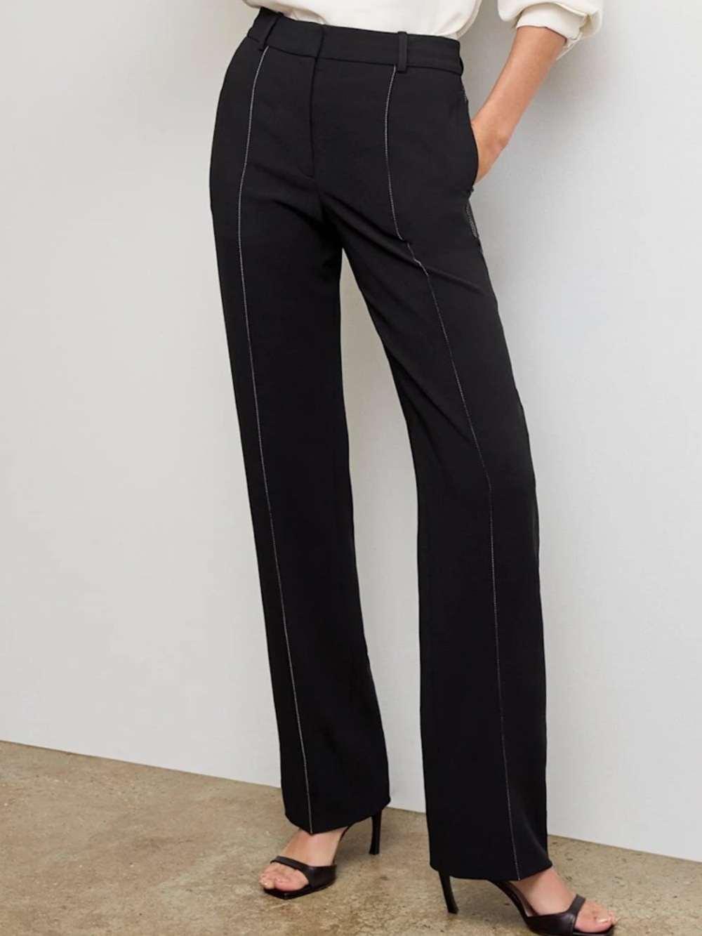 MM Lafleur Lowen Jetset Black Pants with Contrast Stitching (Size 6)